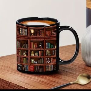 Library Shelf Ceramic Coffee Mug - Black